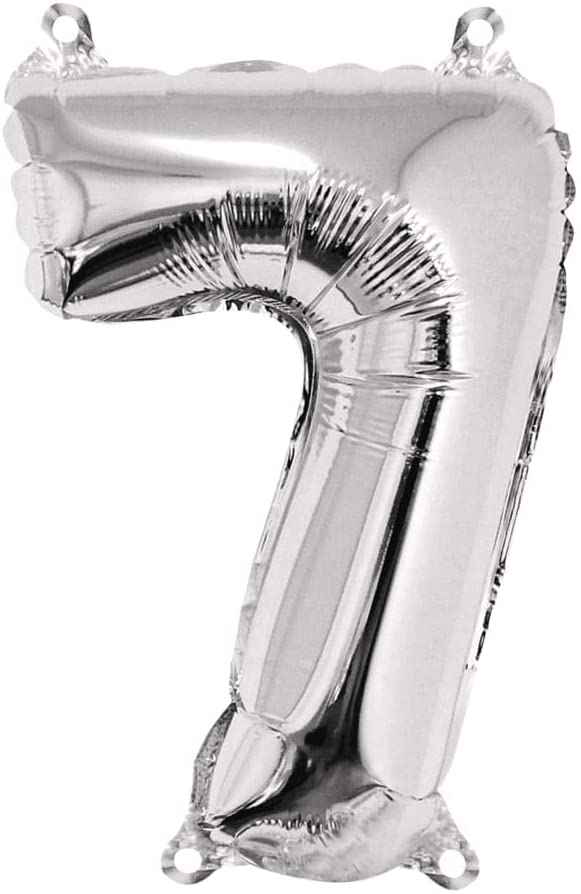 Rayher 87039606 Foil Balloon Number 7 ", Silver, 40cm, SB-Btl 1Stück