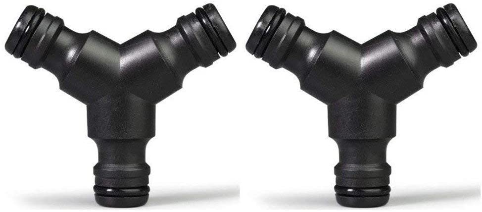 TOPWAYS 2 pack Snap On Hose Splitter (3 Way) 1/2" Y Male Garden Hose Connector, Black, 1/2 pollice, 3/4 pollice