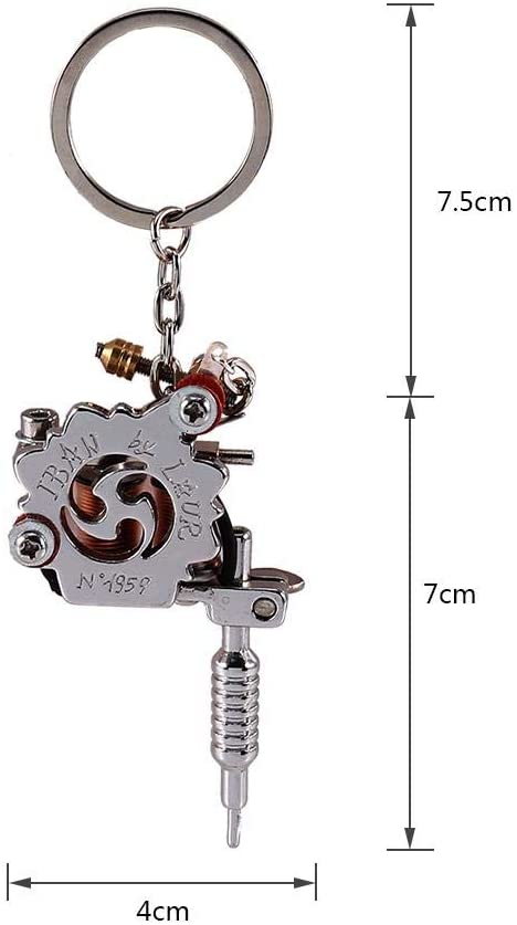 Portable Zinc Alloy Metal Mini Tattoo Machine Keychain Pendant Tattoo Device Ornament, Silver, 14.5 x 4 cm / 5.7 x 1.6 inches - Image 2