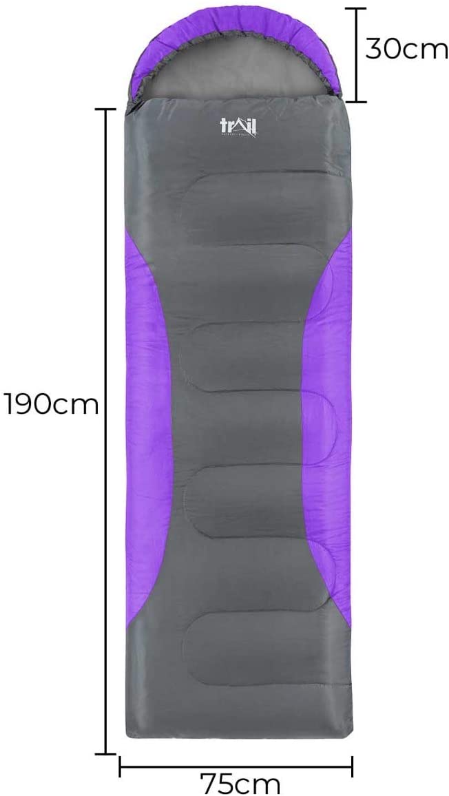 Trail Envelope Sleeping Bag With Snug Hood, Single Adult, 3 Season, Water-Resistant, Lightweight With Compact Bag, Outdoor - Image 2