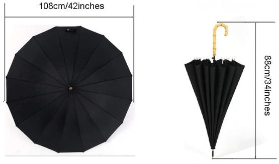 ThreeH Golf Umbrella Windproof and Rainproof Auto Open Bamboo Hook Handle Stick Umbrella KS08,Pink - Image 3