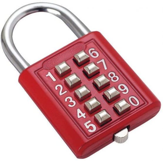 Button Combination Security Padlock Digital Lock Suitcase Luggage Cabinet Drawer Door DIY Toolbox 10-Digit Padlock, 5-Position Locking Mechanism red 5 mechanisms Key 10 Blind Old Man Fixed Gym - Image 3
