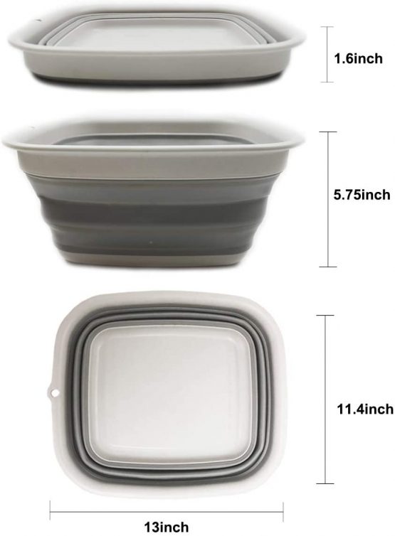SAMMART 7.7L (2.03 Gallon) Collapsible Tub - Foldable Dish Tub - Portable Washing Basin - Space Saving Plastic Washtub (Grey) - Image 4