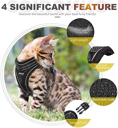 Adjustable Vest Harness for Puppy & Kittens SCIROKKO Escape Proof Cat Harness and Lead Set