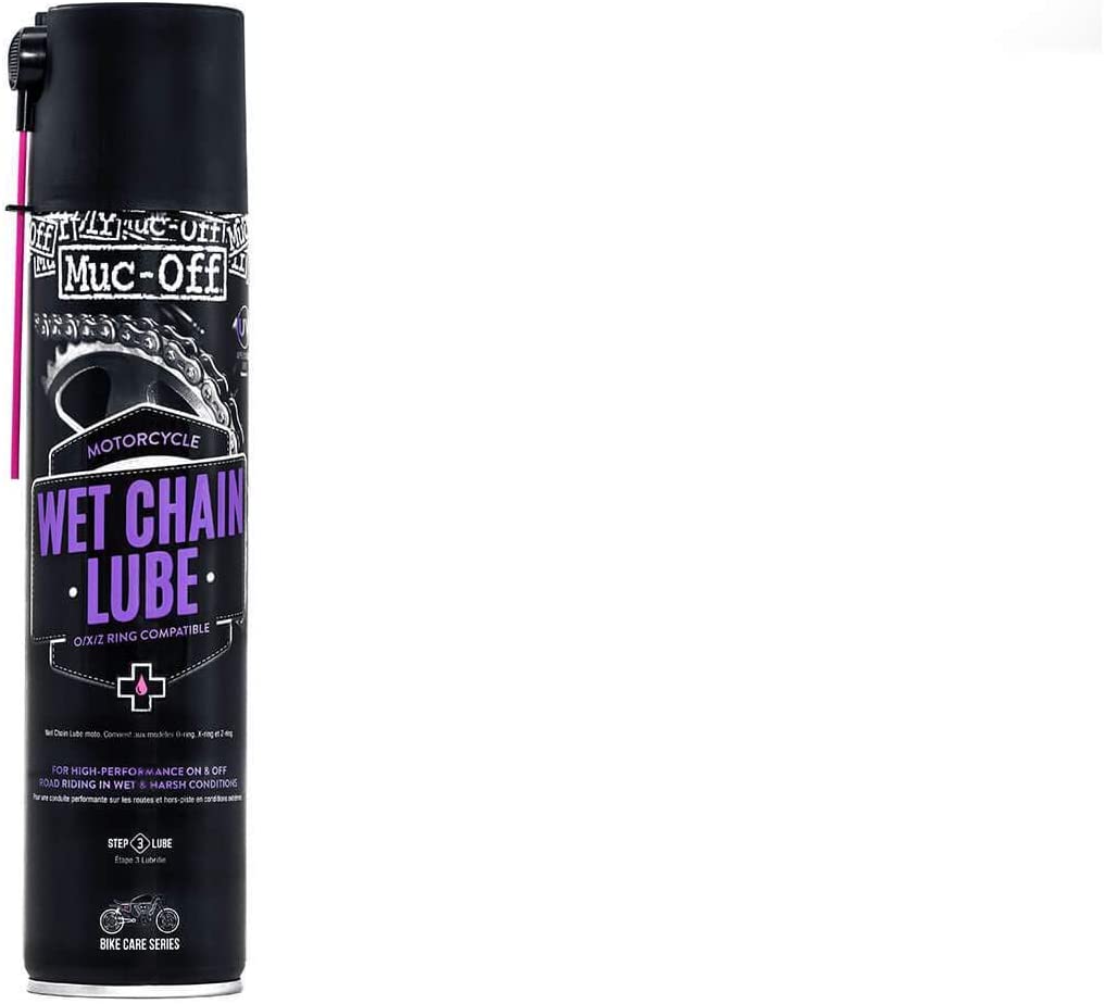 Muc-Off Motorcycle Wet Weather Chain Lube - High Performance Wet Chain Lubricant for Standard O, X, Z-Ring - On and Off Road - 400ml