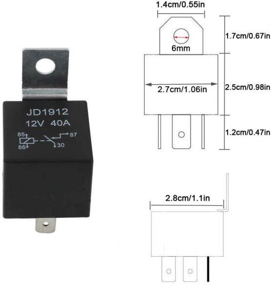 QitinDasen 5Pcs Professional 4 Pin Car Relay, 12V 40A SPST Auto Relay with Socket and Color-Labeled Wires Harness, for Car Truck Moto Boat (Black) - Image 4