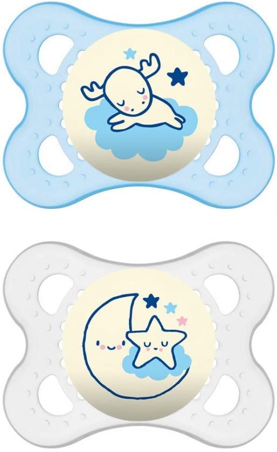 MAM Day & Night "Skin Soft" Silicone Dummy 0-6 // Neutral // Set of 4 // Includes 2 Sterilised Transport Boxes - Image 3