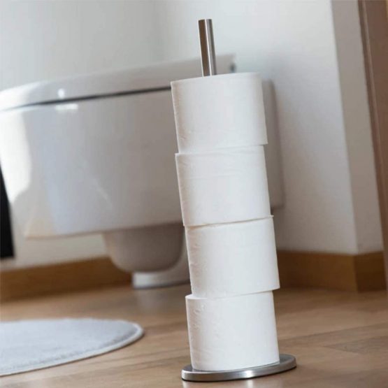 Home & Style Toilet Paper Roll Holder in Colour Box Standing Silver - Image 3