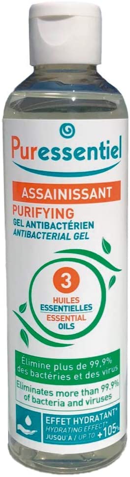 Puressentiel Sanitizer - Antibacterial Gel with 3 Essential Oils - Eliminates 99.9% of bacteria and viruses, 250 ml