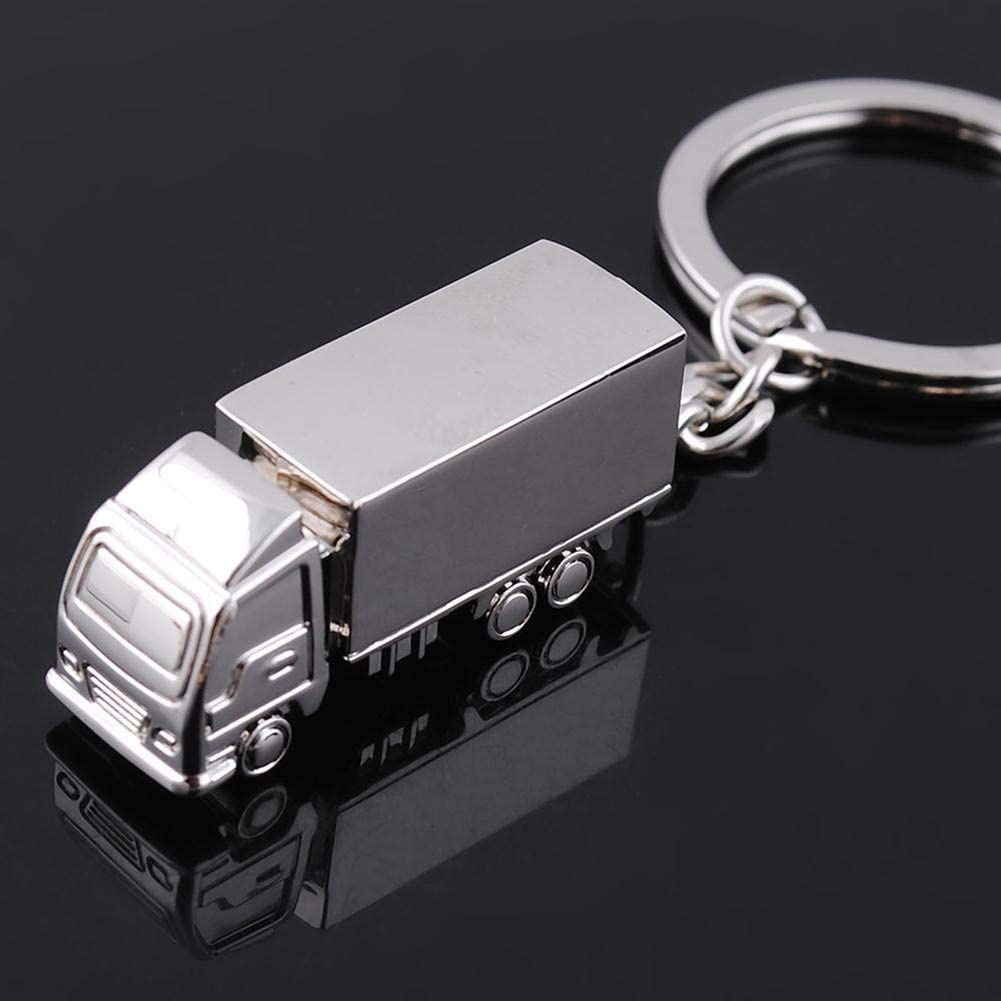 ODETOJOY Cute Truck Keyrings Lorry Key Racks Men Car Metal Key Ring Hoops Keyfob Silver 3D Keychains Creative Lovely Key Holders Finder (Truck) - Image 3