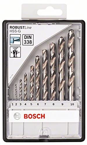 Bosch Professional 10 pcs. HSS-G Metal Drill Bit Set (for metal diameter 1-10 mm, Robust Line, Accessory Drill Driver) - Image 2