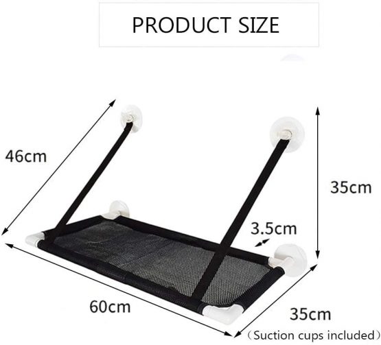 Afufu Cat Hammocks Window, Cat Window Seat, Sunny Seat Window Cat Perches 4 Big Suction Cups Holds Up 10kg, Space Saving and Safety Mounted Cat Bed (Black) - Image 4