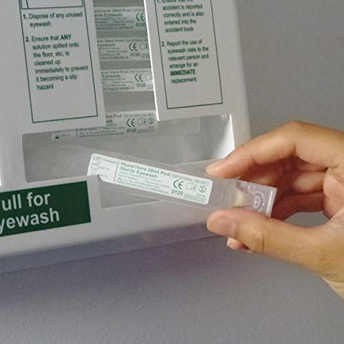 1 X Safety First Aid Hypaclens 20ml Eyewash Dispenser With 25 Eyewash Pods, White, Pack of 25 in Wall Dispenser - Image 4