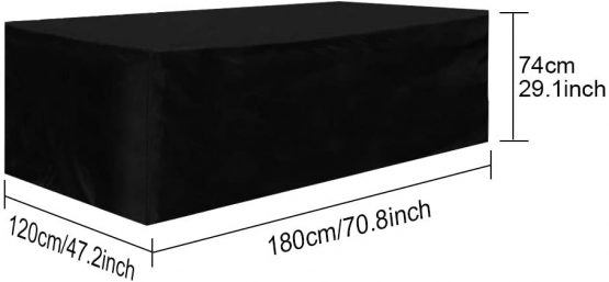 Osarke Garden Furniture Covers Waterproof Square Outdoor Furniture Cover for Table Chairs Rattan Furniture Covers Protective Patio Furniture Cover 420D Oxford Black 120 X 120 X 74cm - Image 2