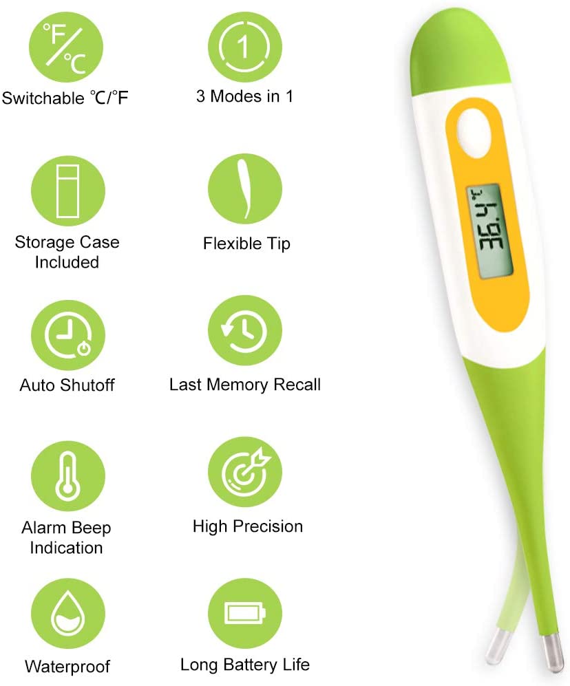 EasyHome Digital Oral Thermometer, Rectal or Underarm Body Temperature