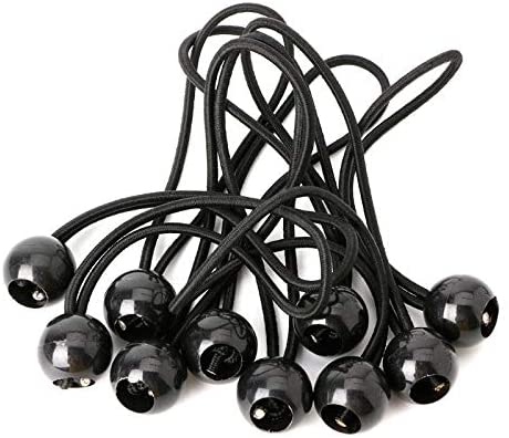 Yoogeer 10Pcs Flag Pole Clip Attach Windsocks Ball Bungee Cord Ties Rope Flags To Poles, Black, 14.5~25cm x 0.4cm