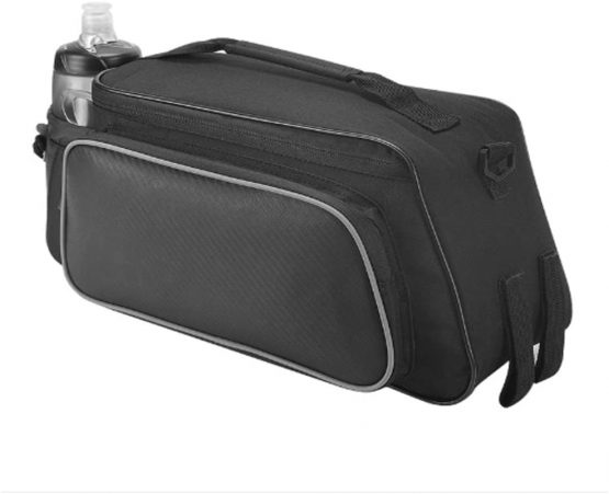 XPhonew 12L Waterproof Bike Rear Rack Bag Back Seat Pannier Trunk Bag for Outdoor Sport Mountain City Road MTB Bicycle Accessories Shoulder Handbag Bag Pannier with Water Bottle Packet - Black - Image 2