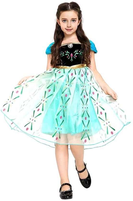 Anna Frozen Costume - Girl - Green Color - Halloween - Carnival - Size 130-5/6 Years - Original Gift idea Frozen - Image 2