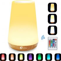 Caxmtu LED Night Light Touch Lamp Bedside Table Lamp for Kids Bedroom Rechargeable Dimmable with Remote Control and Timing Function Warm White Light + RGB Color Changing