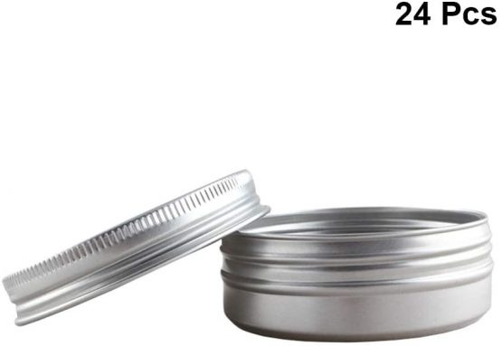 SUPXOV 24PC 60ML Aluminium Specimen Boxes Round Empty Pot Travel Bottles Metal Aluminum Box Cream Jar with Lid