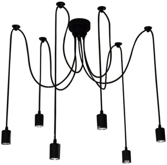 Lixada+ 6 Arms(Each with 1.7m Wire) Chandelier Pendant Lights Spider Lamp Antique Classic Edison Lamp Shade Ajustable DIY E27 Retro Ceiling Light for Dining Hall - Image 2
