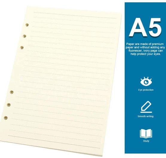FANDAMEI 3 Pack A5 Filofax Refills Paper - 270 Pages/135 Sheets A5 Insert Ruled Lined Paper, 6 Hole Loose Leaf Punched Paper Refill for Diary Notebook, A5 Refillable Planner for School Office Travel - Image 3