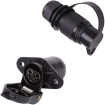 ETUKER 3 Pin Trailer Plug and Trailer Socket, 12V 3 Pinwaterproof Trailer Plug and Socket Connectors for Caravan/Truck/Boat/RV/Cars/Tractor/Trailer Accessories (New 2 mount point)