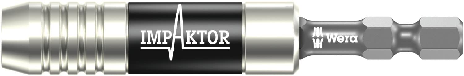 Wera 05057675001 897/4 Impaktor Bit Holder with retaining Ring and Magnet - Silver, 1 / 4 x75 mm