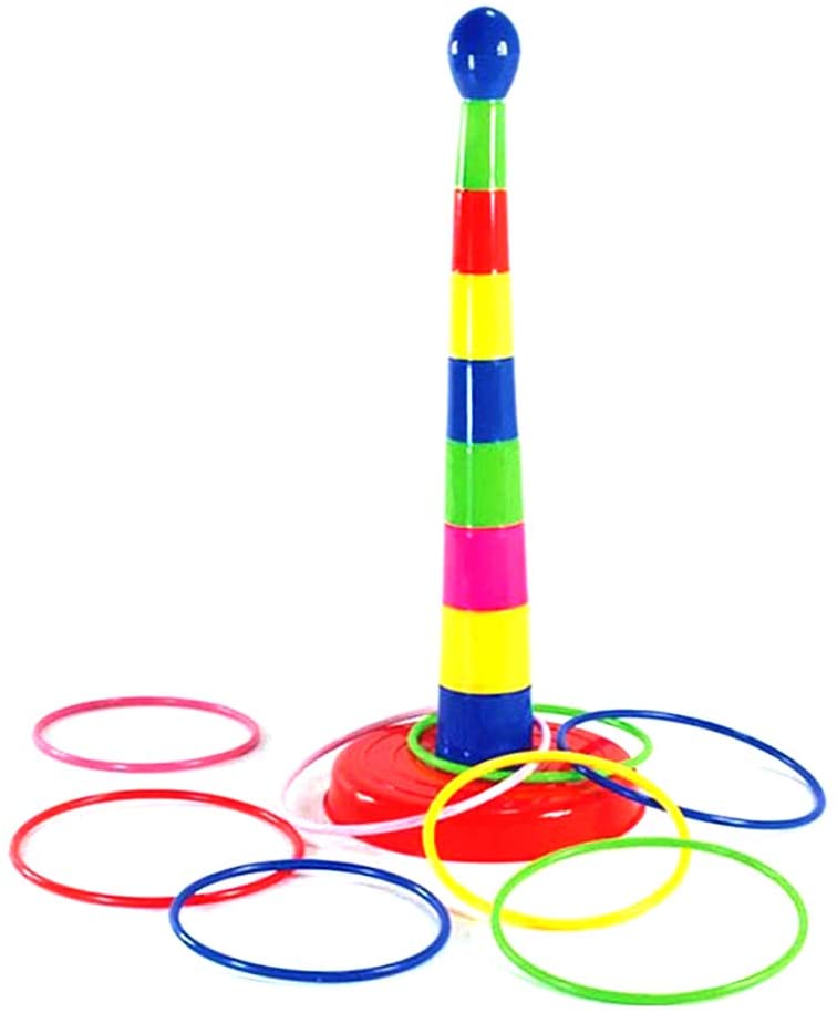 EQLEF Ring Toss Game Plastic Rainbow Stacking Toy Intelligence ...