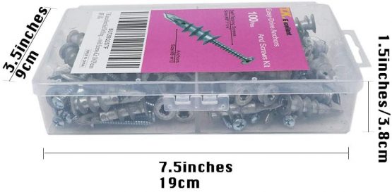 T.Kllent Self Drilling Drywall Anchors with Screws Kit,100 Pieces - Image 2