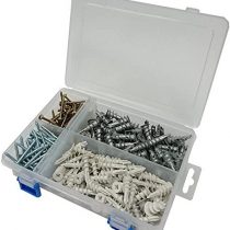 Merriway BH06598 Assortment of Nylon & Alloy Redi-Driva Cavity Wall Plugs with Screws in a 8 Compartment Carry Case, 300 Pieces Nylon and Alloy, Multi-Colour, Set of 2