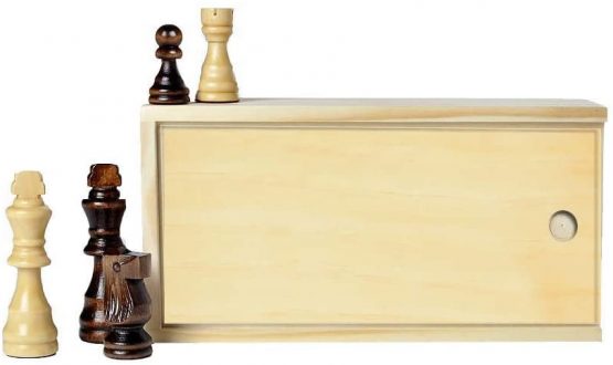 77mm Ash wood chess pieces in wooden box - Image 2