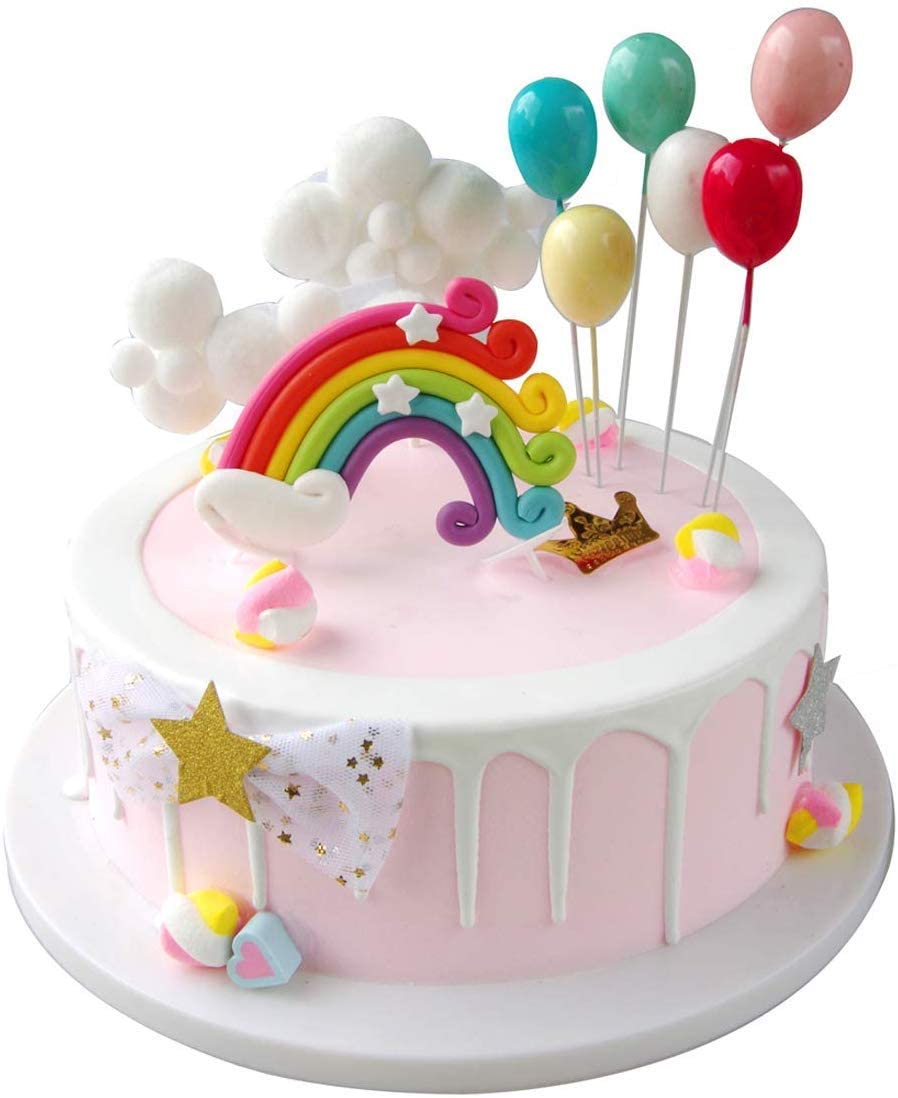 Maygone Clouds Rainbow and Balloons Cake Toppers Set Kids Baby Shower ...