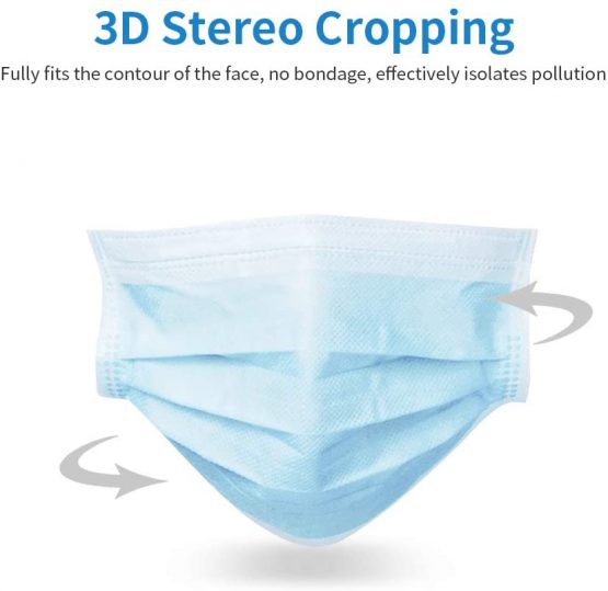 Fesjoy 10Pcs Disposable Face M-as-k 3 Layers M-as-k Non-woven Disposable Anti-dust Safe Breathable M-as-ks Blue - Image 2