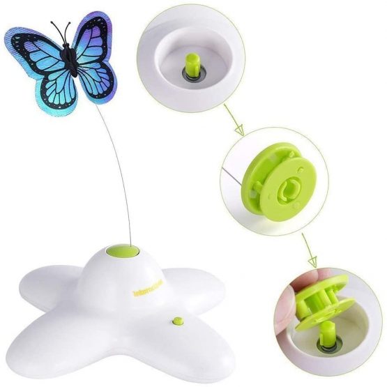 ALL FOR PAWS Interactive Flutter Bug Cat Butterfly Toy With Two Replacements Flashing Butterflies Toys - Image 3