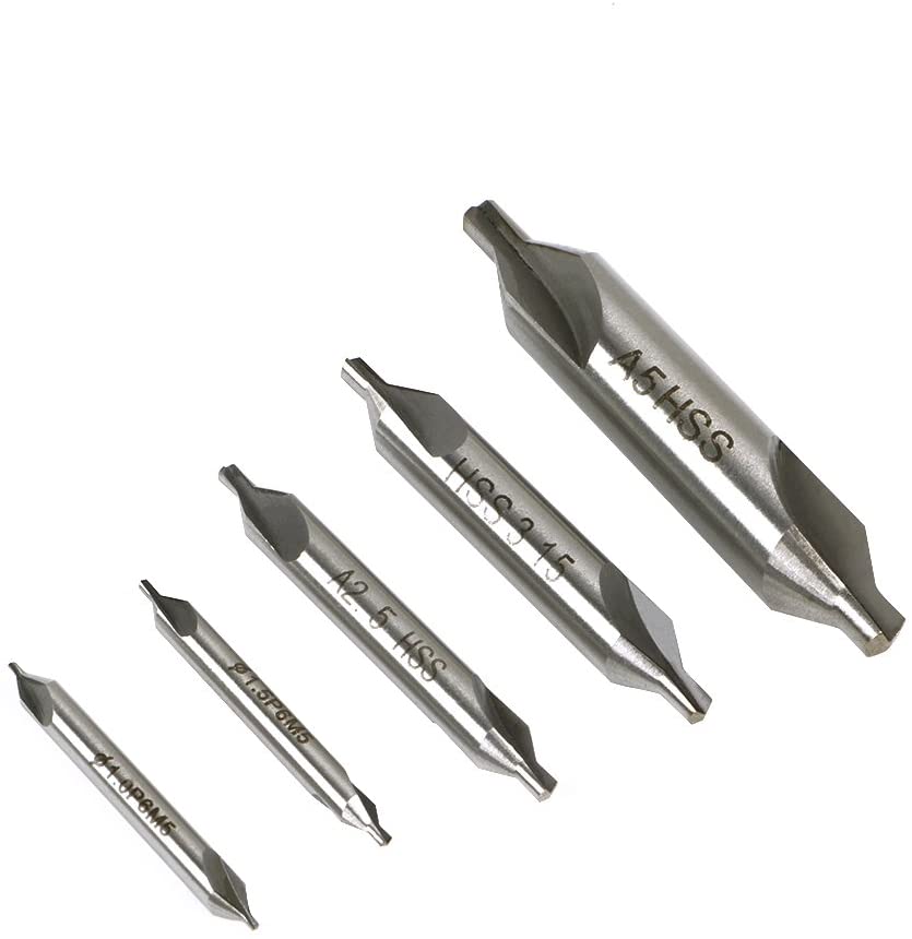 5 HSS Centre Chamfer Drill Bits - Steel Cutter - Two End Drill Bit - 60 Degrees for Hinges - Image 2