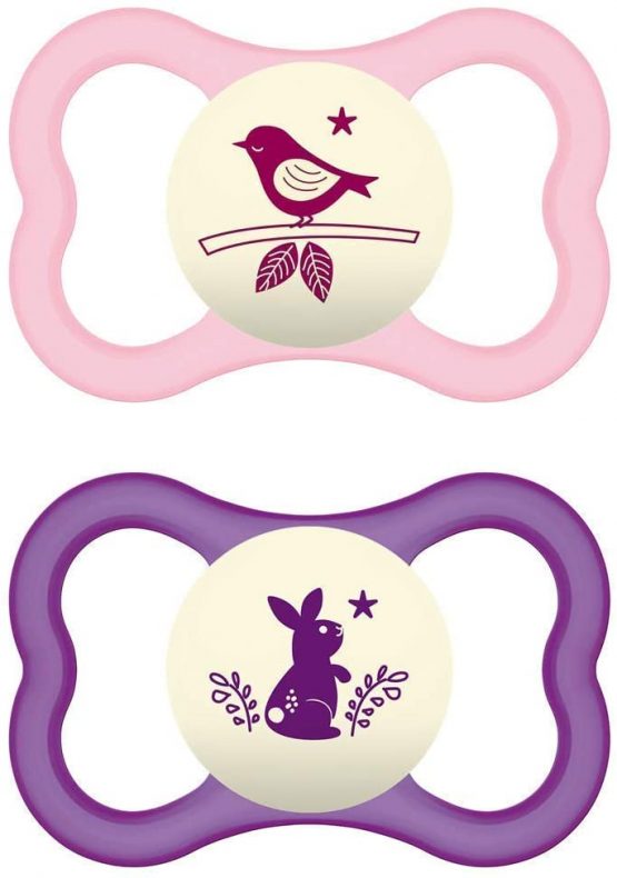 MAM Day & Night MAM Air Silicone Dummy 6-16 Months // MAM Air Night Girl // Set of 6 // Includes 3 Sterilised Transport Boxes - Image 4