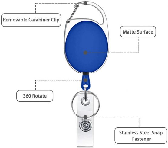 6 Pieces Mixed Colors Carabiner Retractable Badge Reel Clips Lanyard Extender for Key Ring and ID Cards - Image 3