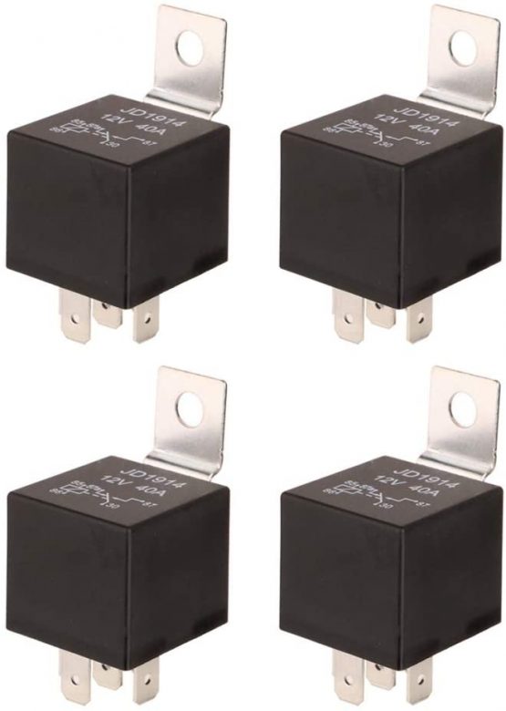 Gebildet Standard Auto Relay 12V 40A SPDT 5pin-Car Heavy Duty Switches & Starters, used for Auto Motor Automobile, with Black Waterproof Transparent Case. Pack of 4