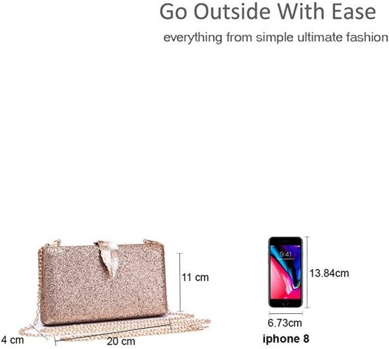 Elegant Shiny Glitter Wedding Party Bridal Evening Clutch Bag For Women with a Unique Metal Leaf Design Clasp - Image 2