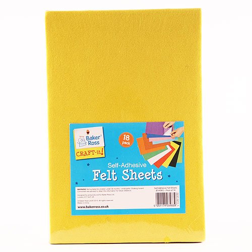 Baker Ross EV4082 Rainbow Self Adhesive Felt Sheet (Pack of 18) Assorted Rainbow Colour Felt Sheets, 22Cm X 15Cm - Image 4