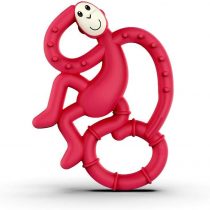 Matchstick Monkey, Mini Teething Toy for Baby, Stimulates and Massages Sore Gums, 3 Months Old+, Rubine Red