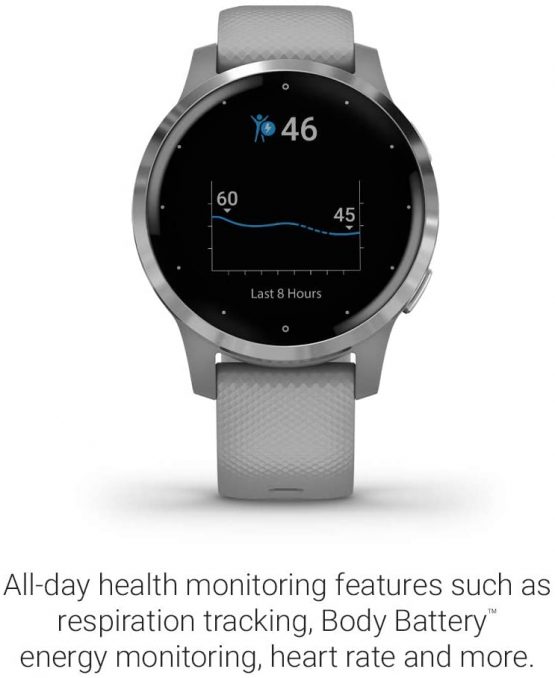 Garmin Vívoactive 4S, Smaller-Sized GPS Smartwatch, Features Music, Body Energy Monitoring, Animated Workouts, Pulse Ox Sensors and More, Powder Gray/Silver - Image 4