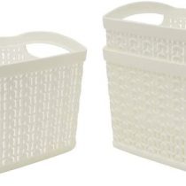 JVL Knit Design Loop Plastic Set of 3 Storage Box 1.5L, Ivory 11 x 17 x 13, One Size