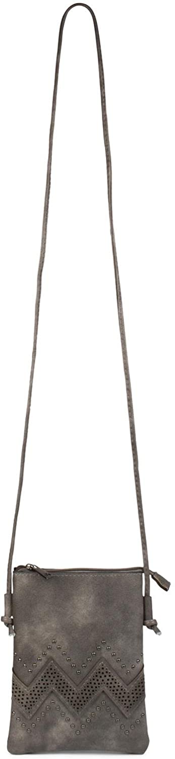 styleBREAKER Women's Mini Bag Crossbody with Zig-Zag Cutout and Studs, Shoulder Bag, Handbag, Purse 02012211, Colour:Taupe - Image 4