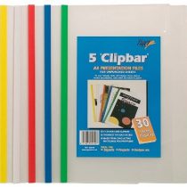 5 x A4 Clear Clip Bar Files Report Project Presentation Slide Binder Folders