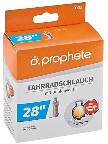 Prophete 133 Inner Tube 28 x 1.75 x 2 Inches with Dunlop Valve and Puncture Protection Black, 28 inches - Image 3