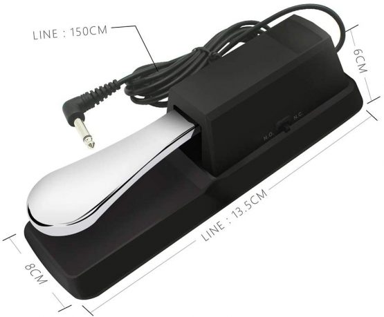 Sustain Pedal, Universal Sustain Pedal with Piano Style Action The Ideal Accessory for MIDI Keyboards Digital Pianos Electronic Keyboards & More (Diamond Silver) - Image 2