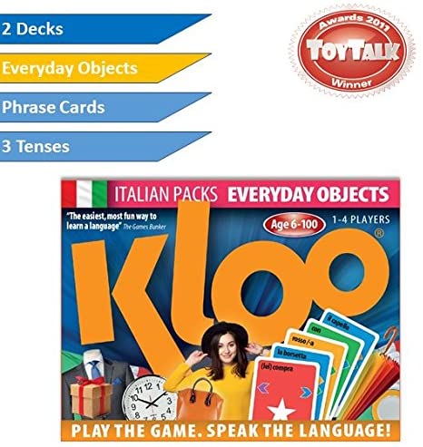 KLOO Easy to Learn Italian Card Games - Vocabulary Everyday Objects - Kids Adults Family - Hundreds of Words - Millions of Sentences - Beginner to Intermediate - Award Winning Game - Image 3