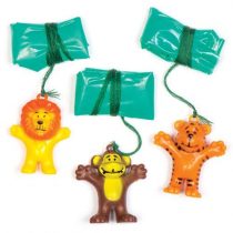 Baker Ross AV162 Mini Animal Parachute Toys-Pack of 8, Jungle Themed Party Bag Fillers for Kids Imaginative Play, Flying and Racing, Asst Colours